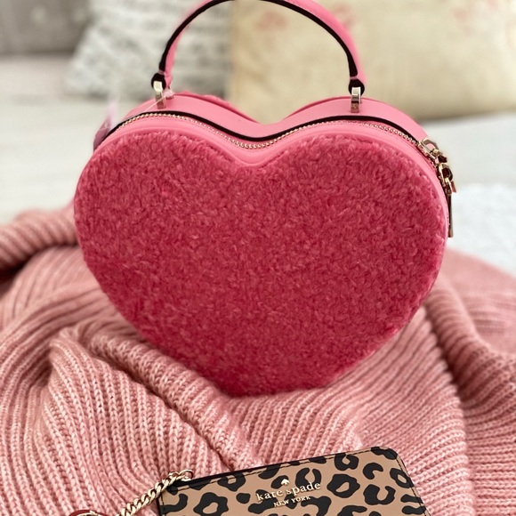 Kate Spade love shack heart purse Pomegranate & Leopard Zip Credit Card Case - Picture 8 of 14